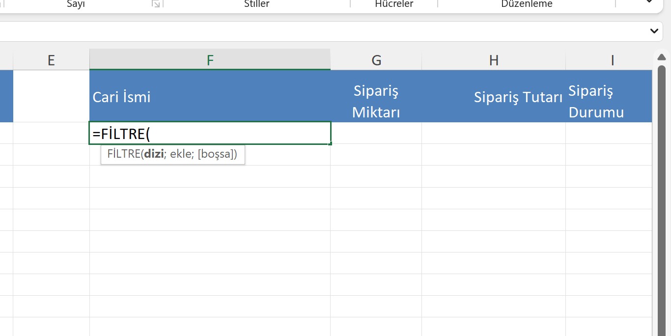 Excel Formüllerinden FİLTRE Formülünde VE, YADA Şartlarını Kullanmak