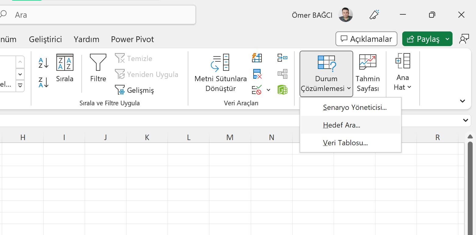 Excel Hedef Ara Özelliği Nasıl Kullanılır?