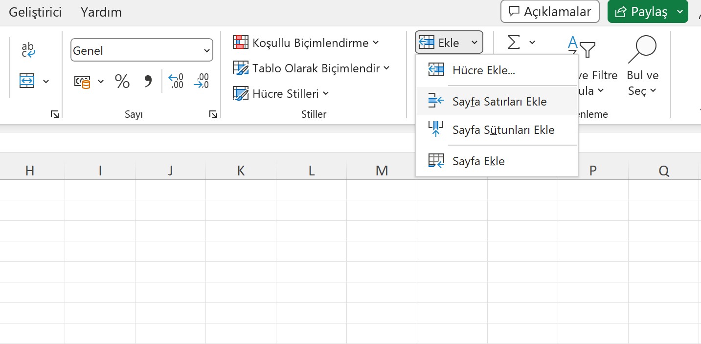 Excel Satır Ekleme Nasıl Yapılır?