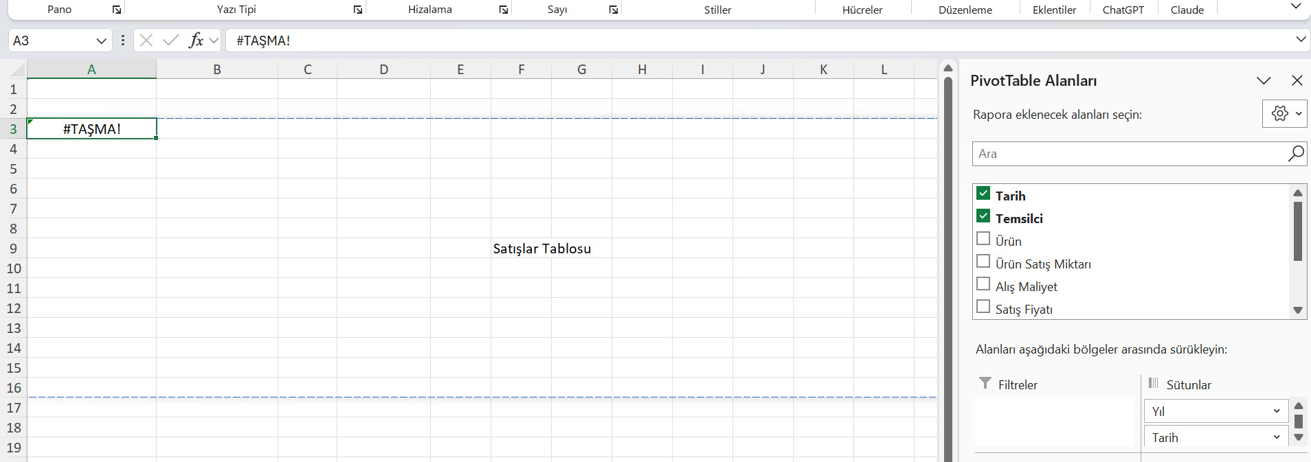 Pivot Tabloda #TAŞMA! (#SPILL!) Hatası ve Çözümü - Blog - Vidoport