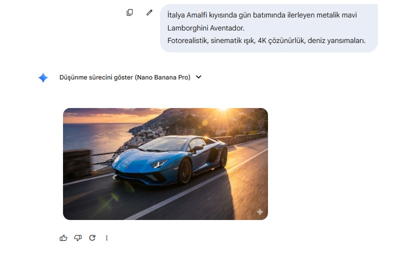 Nano Banana ile oluşturulmuş araba promptu