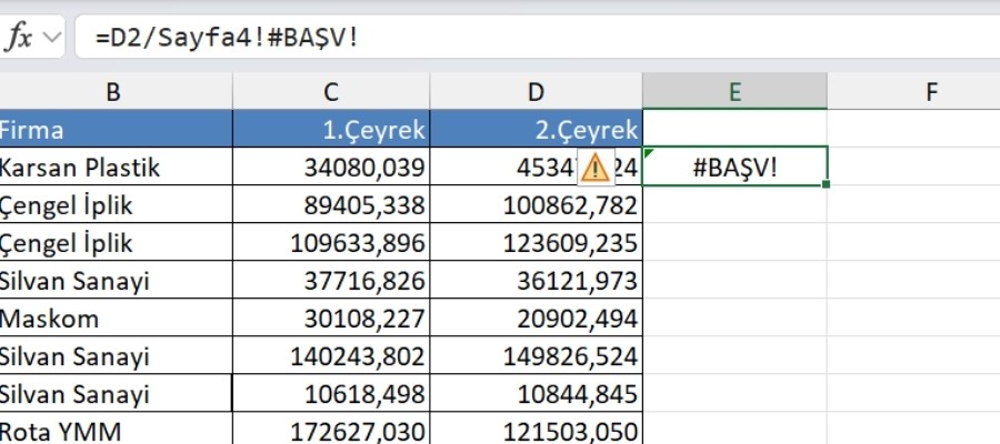 Excel Başvuru Hatası