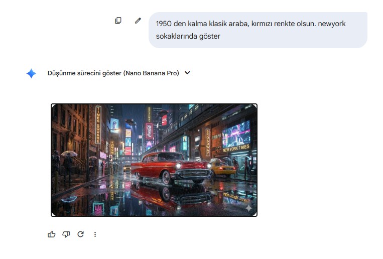 Newyork sokaklarında 1950 model araba