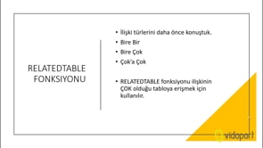 RELATEDTABLE Fonksiyonunu Kullanmak