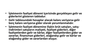 Gelir Tablosu Hesapları
