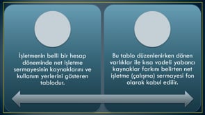 Net Çalışma Sermayesi Değişim Tablosu