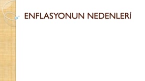 Enflasyonun Nedenleri Nelerdir?