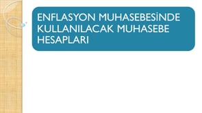 Enflasyon Muhasebesinde Kullanılacak Muhasebe Hesapları