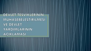Devlet Teşviklerinin Muhasebeleştirilmesi ve Devlet Yardımlarının Açıklaması