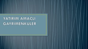 Yatırım Amaçlı Gayrimenkuller