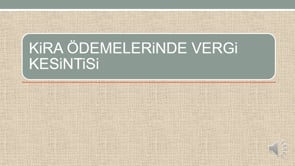 Kira Ödemelerinde Vergi Kesintisi