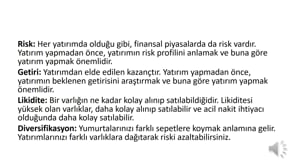 Finansal Piyasalarda Temel Kavramlar ve Anlamları