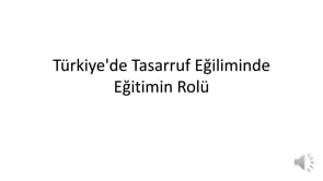 Finansal Eğitim ve Tasarruf Alışkanlıkları