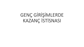 Genç Girişimlerde Kazanç İstisnası