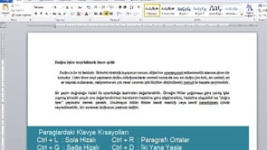 Klavye Kısayolları İle Paragraflar