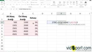 DÜŞEYARA işlevinin 1 parametresi nerede kullanılır?