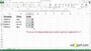 Satır ve sütundaki değerin kesişimini bulmak