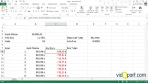 Kredi ödemelerinde ana para ödeme tutarını bulmak