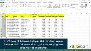 Excel'de tüm tabloyu seçmek için kullanılan 8 farklı yöntem