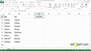 Excel'de iki listeyi satır satır karşılaştırmak