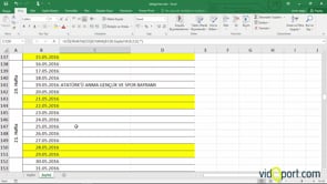 Excel'de 2016 yılının çalışma takvimini oluşturmak