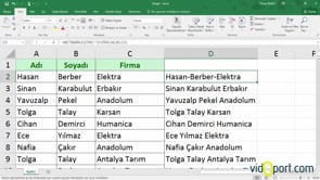 Excel METİNBİRLEŞTİR İşlevi