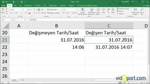 Excel'de Değeri güncelleştirilen tarih veya saat değeri eklemek