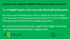 Slayt- Excel’de saat değerleri ######! biçiminde gösterme