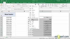 Excel'de dakikaları 5'er dakika ve katlarına göre ayarlamak