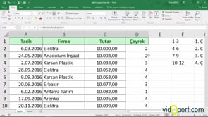 Excel'de bir tarihin hangi çeyreğe geldiğini bulmak-TAMSAYI İşlevi