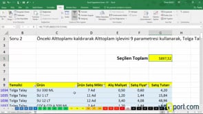 Excel Uygulama Soruları-23. soru ve çözümü