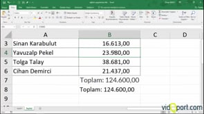 TOPLA ve METNEÇEVİR ile rakamların önüne istediğiniz değerleri yazma