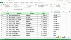 Excel'de Haftanın Gününü Bulmak-HAFTANINGÜNÜ İşlevi