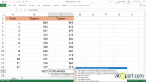 TOPLAMA Formülü ile gizlenmiş satırları toplamak