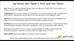 Tarih Saat Veri Tipleri