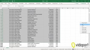 Excel'de Listeler üzerinde hareket etmek