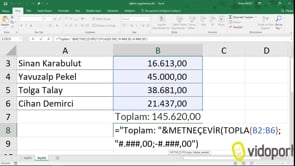 Toplam Önüne İstediğimiz Değerleri Yazdırmak