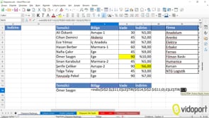 İndis ve Eşleştir İşlevlerinin kullanımı