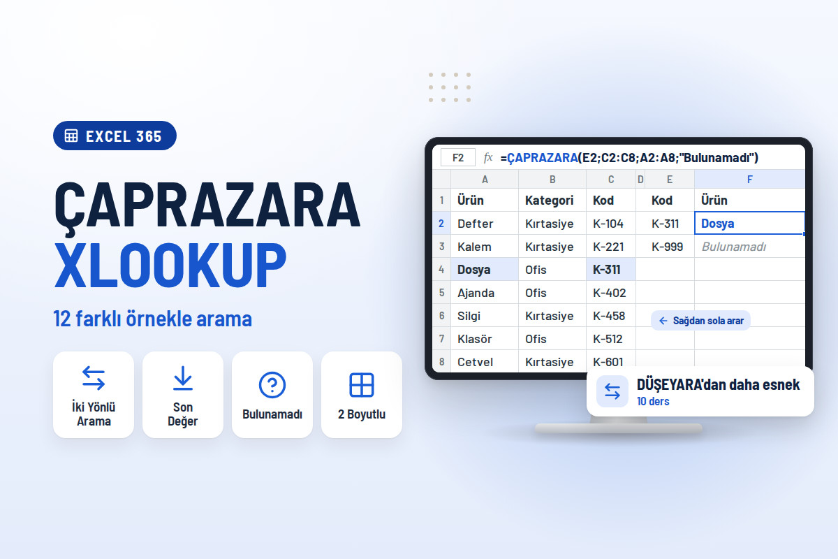 ÇAPRAZARA (XLOOKUP) Eğitimi – Excel 365