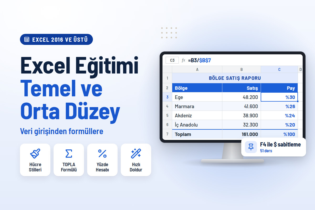 Excel Eğitimi - Temel ve Orta Düzey