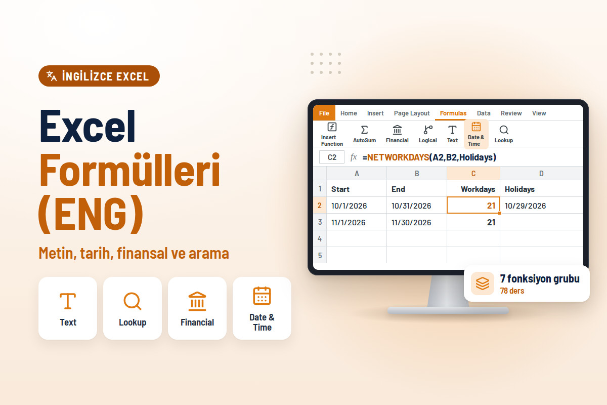 Excel Formüllerini Kullanmayı Öğrenin (ENG)