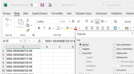 Excel Kısayollar, Püf Noktalar