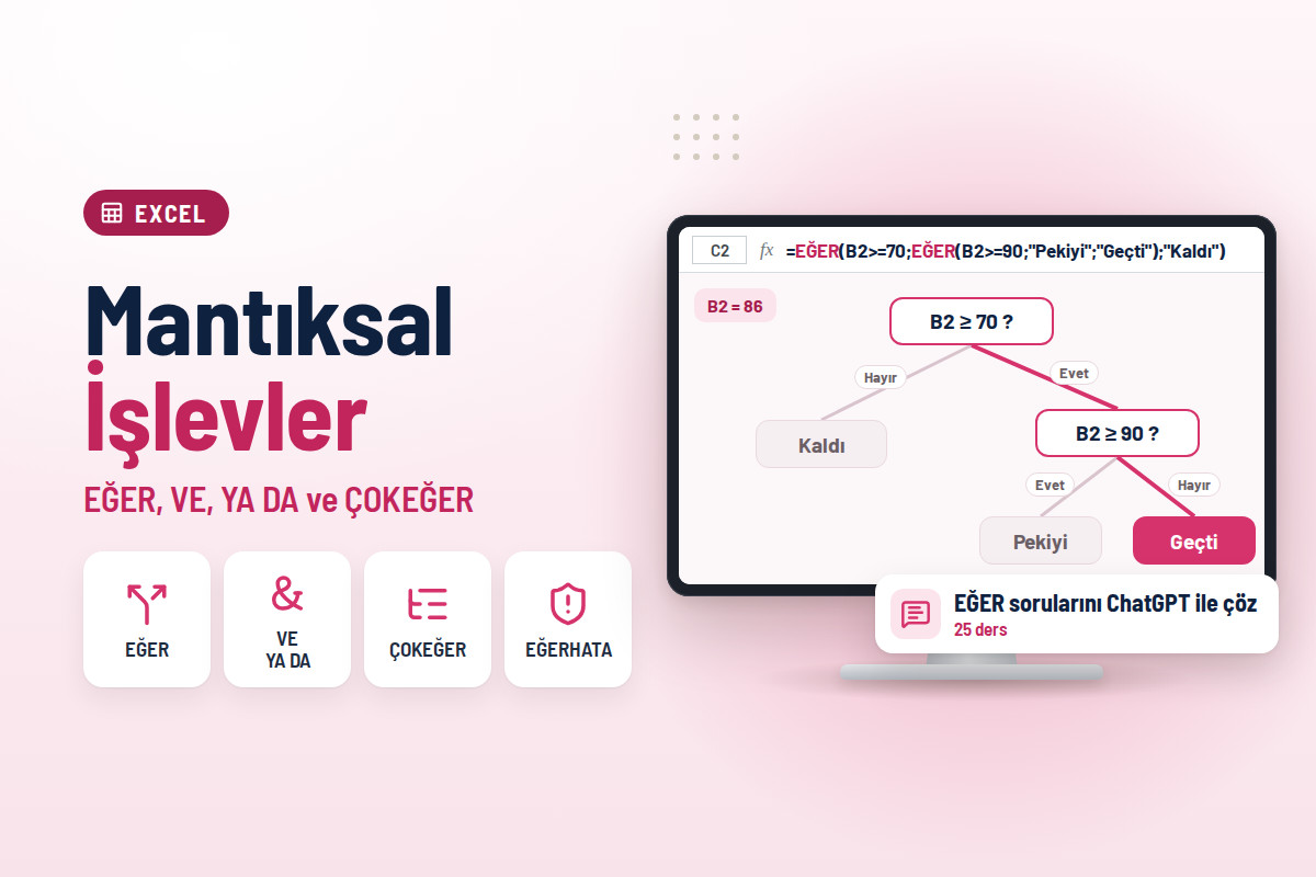 Excel Mantıksal İşlevler – EĞER, VE, YA DA, KOŞULLU Analizler