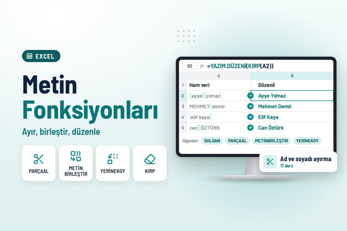 Excel Metin Fonksiyonları Eğitimi