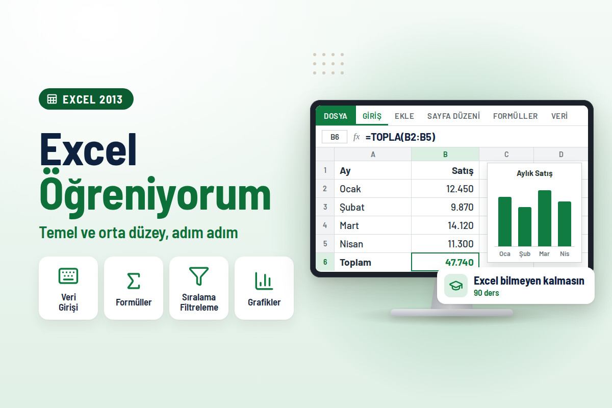 Excel Öğreniyorum: Excel 2013 ile Temel Orta Düzey
