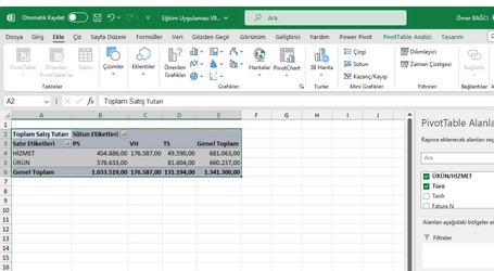 Excel Pivot Tablolar ve Tüm Detayları