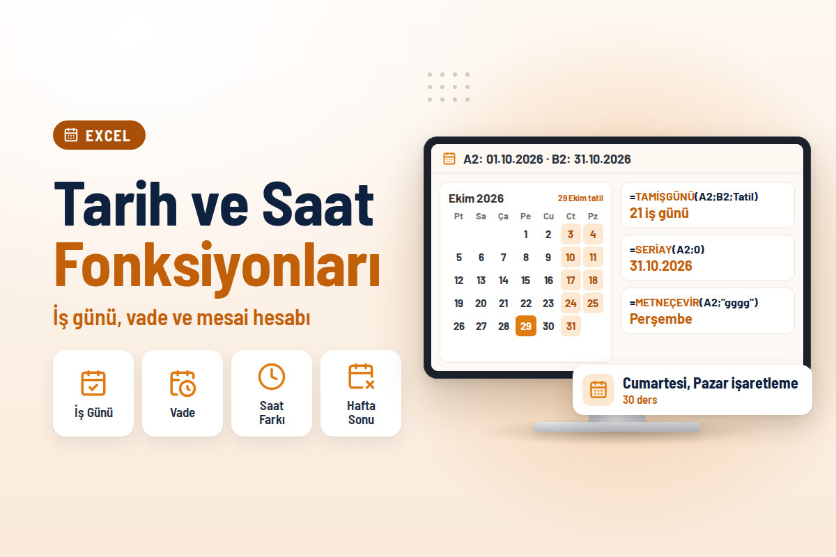 Excel Tarih ve Saat Fonksiyonları Eğitimi