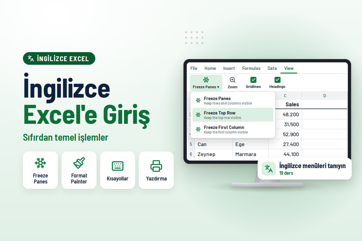 İngilizce Excel Eğitimi – Sıfırdan Excel Öğrenmeye Başlangıç
