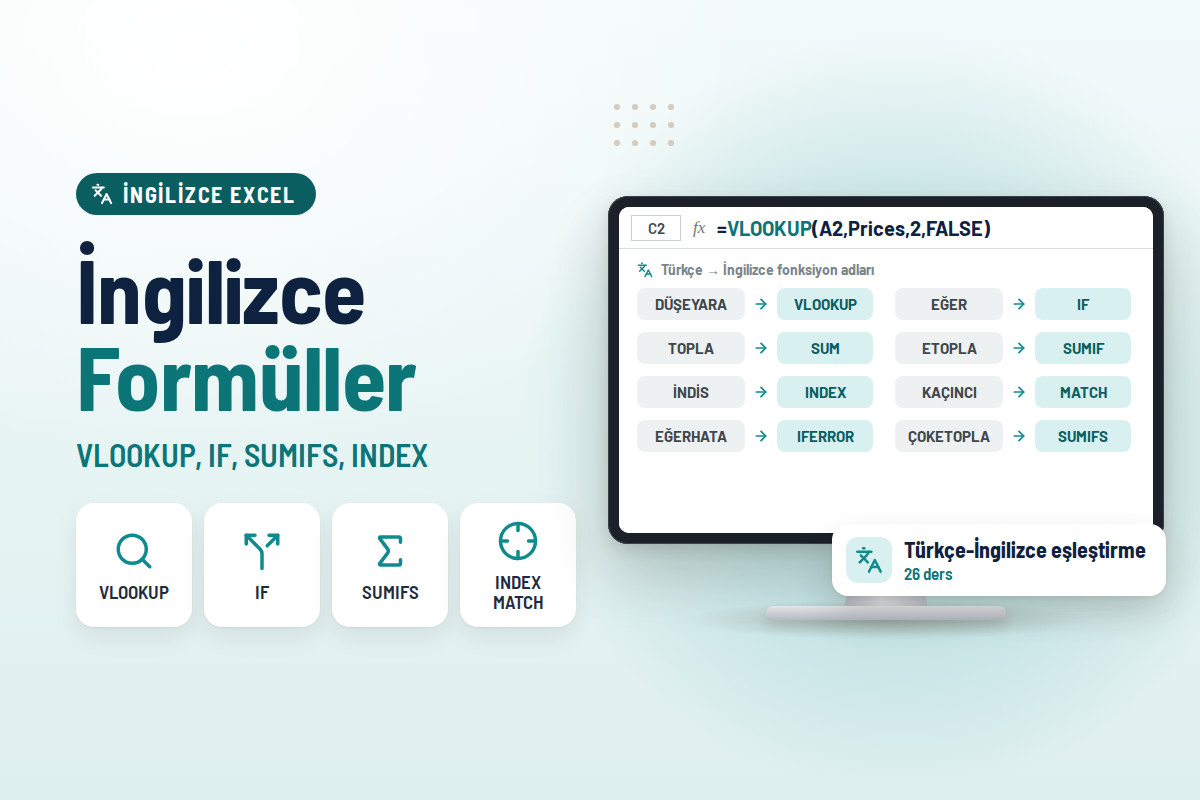 İngilizce Excel: VLOOKUP, IF, SUM ve En Çok Kullanılan Komutlar