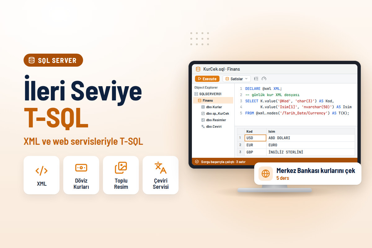 SQL Server ile İleri Seviye T-SQL Kodlama Eğitimi